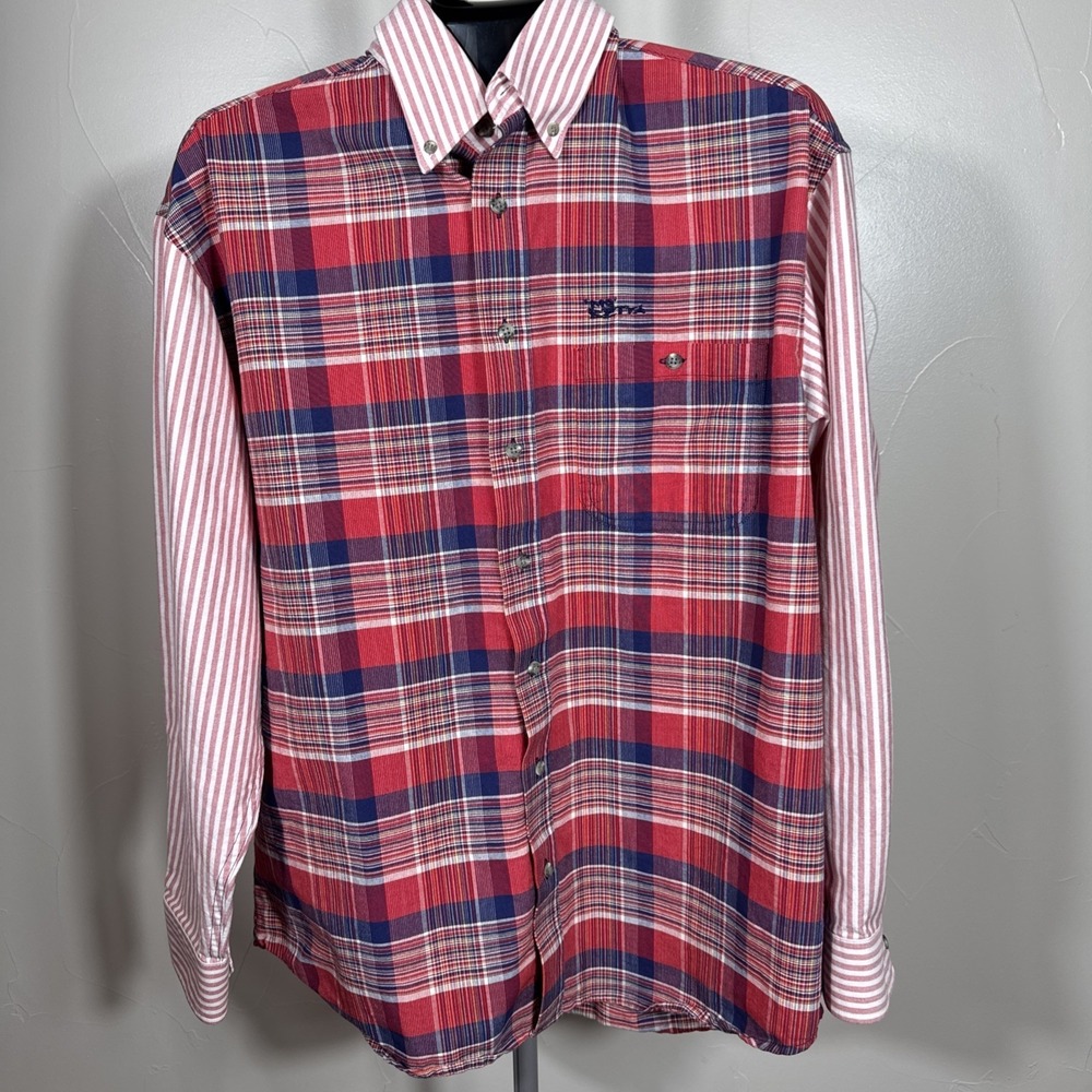 Mo Betta Western Shirt Large Color Block‎ Plaid Stripes Garth Brooks Vintage